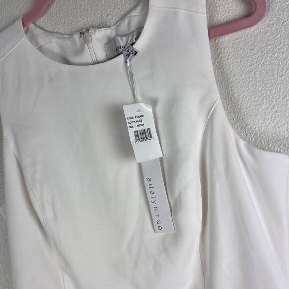 Adelyn Rae Janessa Flounce Dress White Sleeveless Midi Medium NWT - Picture 7 of 9